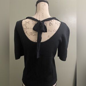 Dana Buchman Black V-Neck Short Sleeve Top 80 % Silk size Petite M